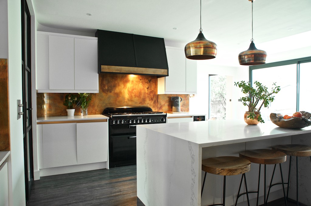 Burnished copper in Surrey Kitchen design