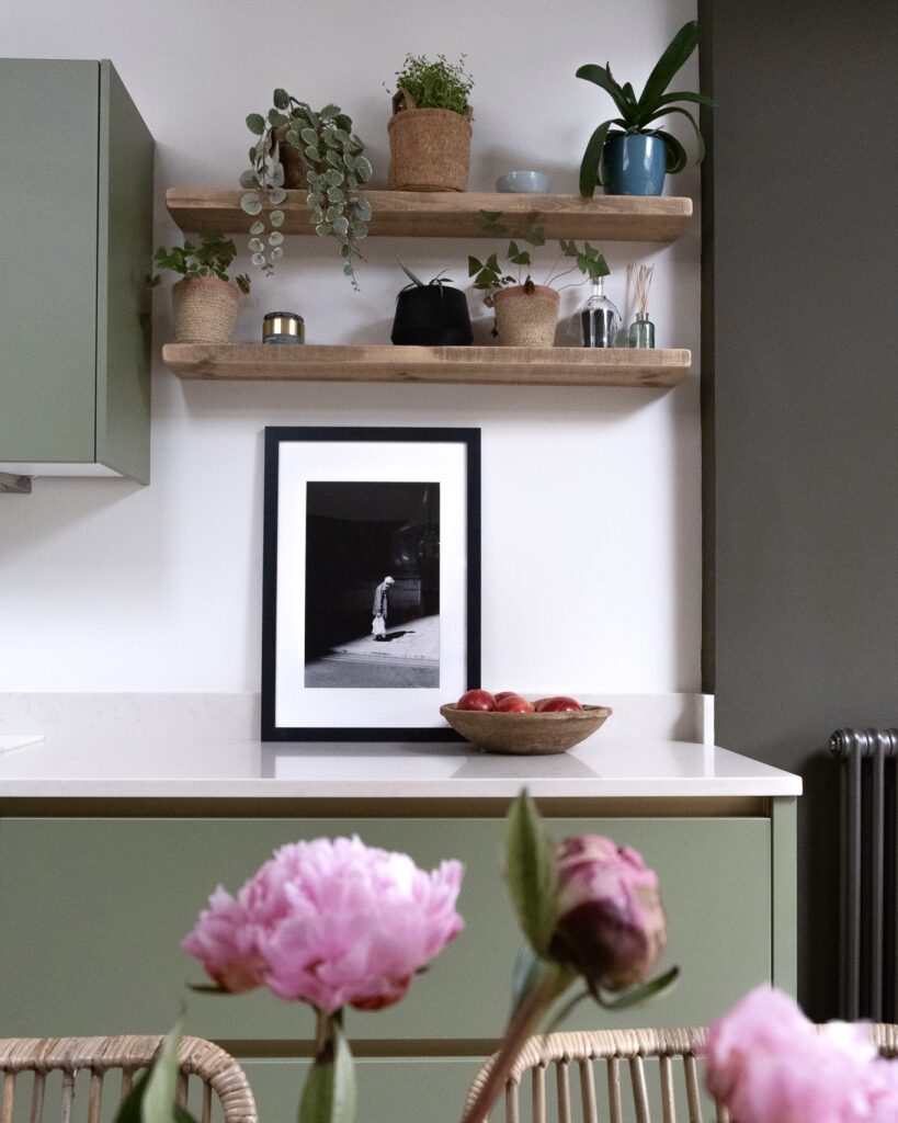 Modern, green kitchen designed by Surrey Interior Designer.